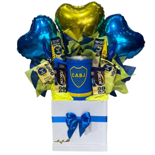 Box chop y chocolates azul y oro futbol
